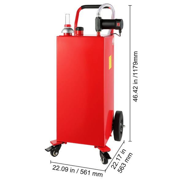 Diesel-säiliö, 561x563x1179 mm, punainen, sähköpumppu, siirrettävä säilytys