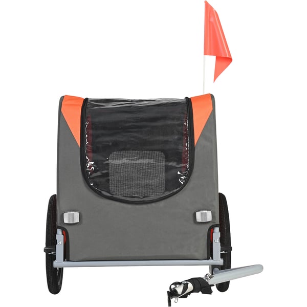 Hundecykeltrailer, 144x72x77,9 cm, orange/grå, sammenklappelig kæledyrstransportør