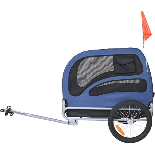 Hundecykeltrailer, 144x72,5x84,5 cm, Blå/Sort, Sammenklappelig kæledyrstransportør