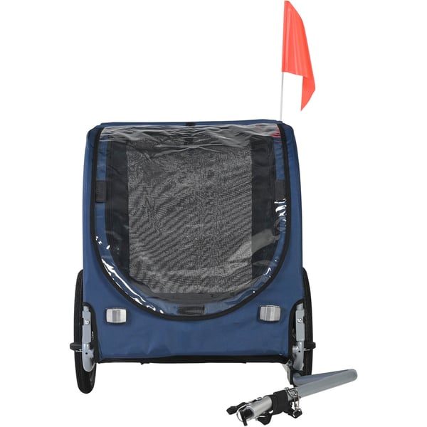 Hundecykeltrailer, 144x72,5x84,5 cm, Blå/Sort, Sammenklappelig kæledyrstransportør