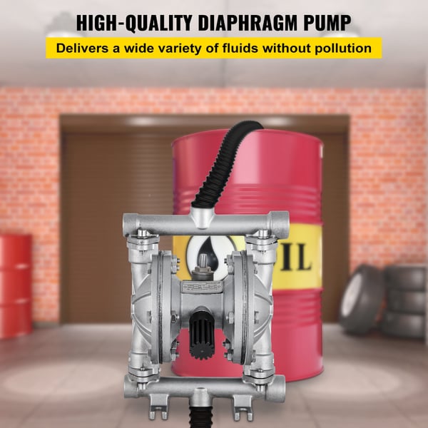 Dobbelt membranpumpe, 11.36 L/min, rustfrit stål, PTFE-membran