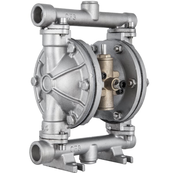 Dobbelt membranpumpe, 11.36 L/min, rustfrit stål, PTFE-membran