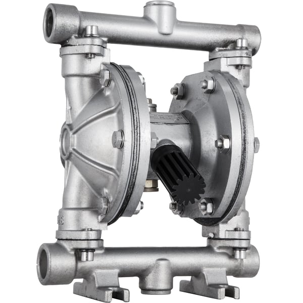 Dobbelt membranpumpe, 11.36 L/min, rustfrit stål, PTFE-membran