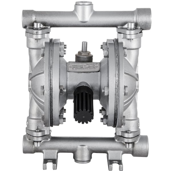 Dobbelt membranpumpe, 11.36 L/min, rustfrit stål, PTFE-membran