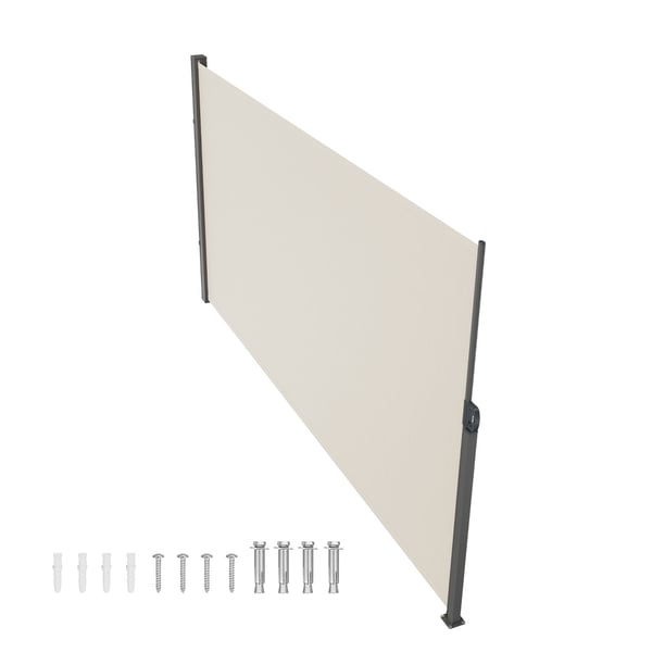 Utdragbar sidomarkis, 180x350 cm, Beige, Polyester vattentät utomhus insynsskydd