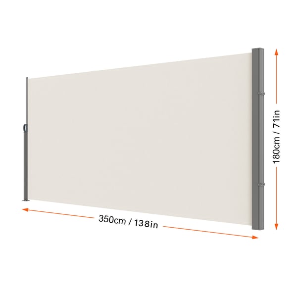 Utdragbar sidomarkis, 180x350 cm, Beige, Polyester vattentät utomhus insynsskydd