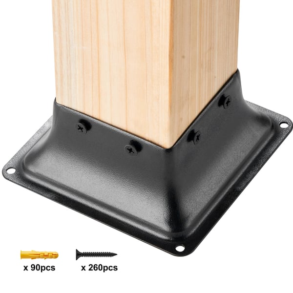 Tolppajalusta, 101,6x101,6 mm, 91x91 mm sisämitat, teräs Tolppajalusta, 101,6x101,6 mm, 91x91 mm sisämitat, teräs