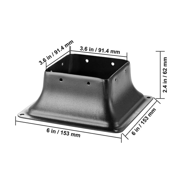 Tolppajalusta, 101,6x101,6 mm, 91x91 mm sisämitat, teräs