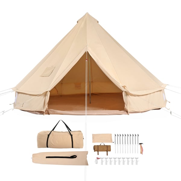 Bell telt, 3x3x2 m, beige, kanvas, campingtelt