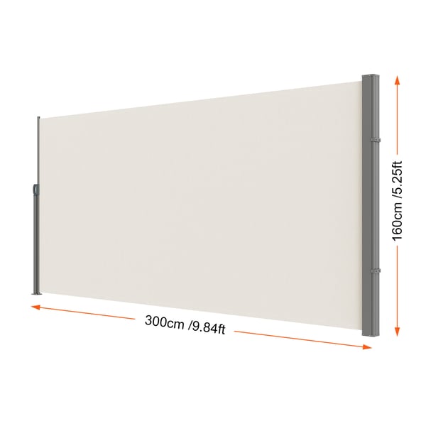 Utdragbar sidomarkis, 160x300 cm, Beige, Polyester vattentät utomhus insynsskydd