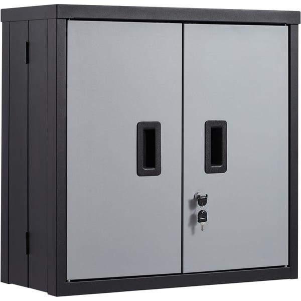Vægskab, 66x30.5x66 cm, Sort, Metal, Justerbar Hylde