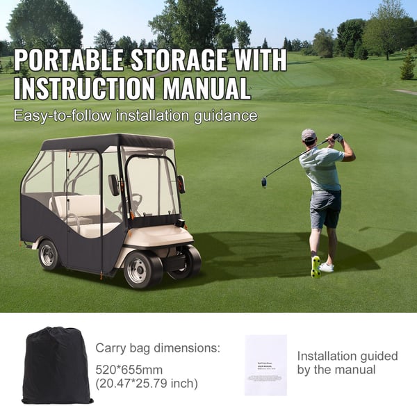 Golfvognsinddækning, 248x152x110 cm, Sort, Polyester