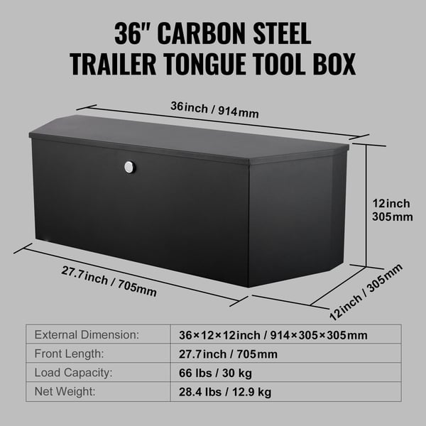 Trailer-tungverktygslåda, 91,4x30,5x30,5 cm, Stål, Förvaring