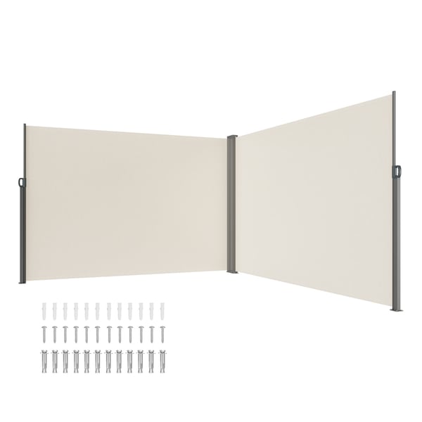 Utdragbar sidomarkis, 200x600 cm, Beige, Polyester, Vattentät