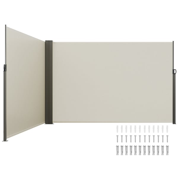 Utdragbar sidomarkis, 200x600 cm, Beige, Polyester, Vattentät