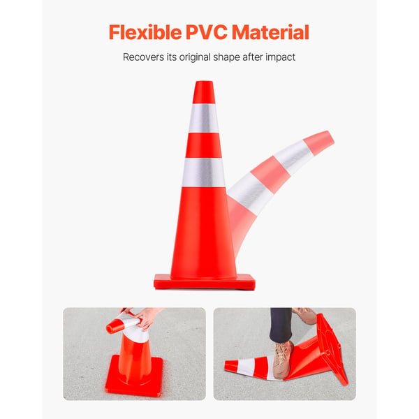 Trafikkegle, 70x35x35 cm, Orange, PVC