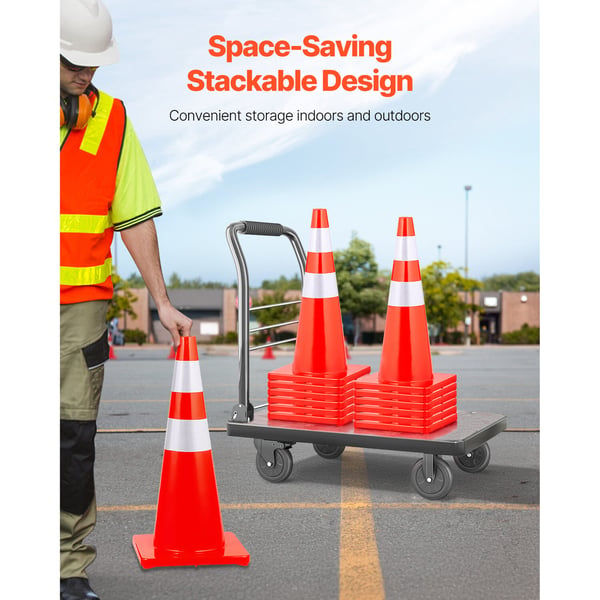 Trafikkegle, 70x35x35 cm, Orange, PVC