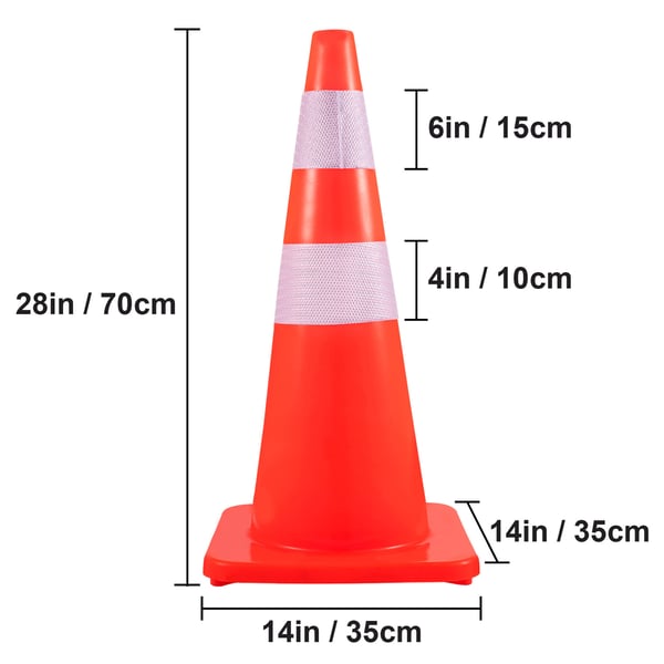 Trafikkegle, 70x35x35 cm, Orange, PVC
