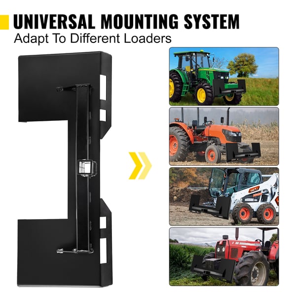 Skid Steer monteringsplade, 113.3x47 cm, sort, stål