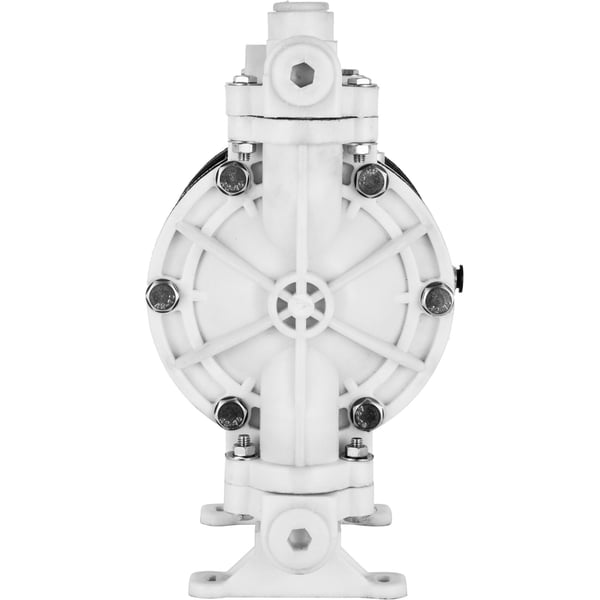 Dobbeltmembranpumpe, 9.46 L/min, polypropylen, PTFE-membran, pneumatisk