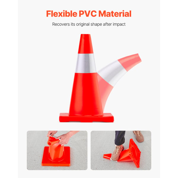 Trafikkegler 28x28x45,7 cm Rød PVC Reflekterende Kraver