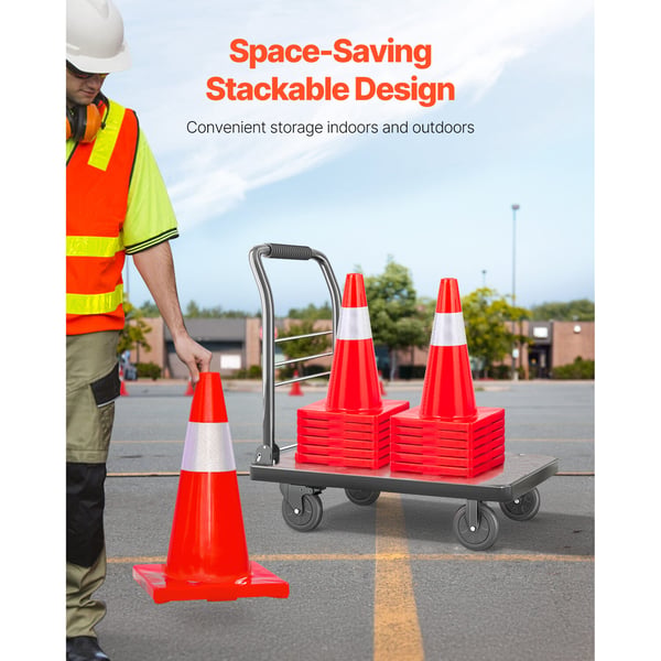 Trafikkegler 28x28x45,7 cm Rød PVC Reflekterende Kraver