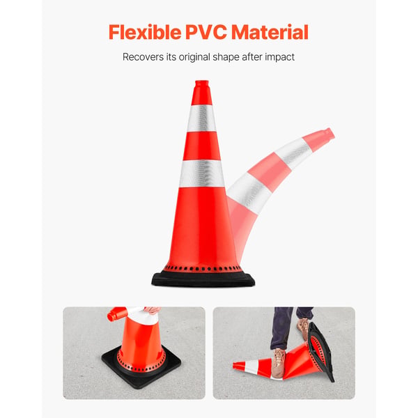 Trafikkegle, 75x37x37 cm, Orange, PVC