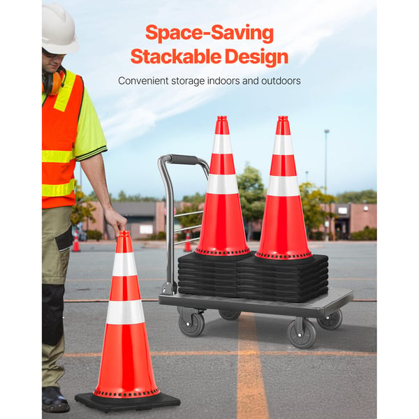 Trafikkegle, 75x37x37 cm, Orange, PVC