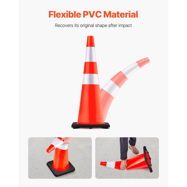 Trafikkegler 92x35x35 cm Orange PVC Reflekterende Sikkerhed