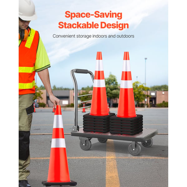 Trafikkegler 92x35x35 cm Orange PVC Reflekterende Sikkerhed