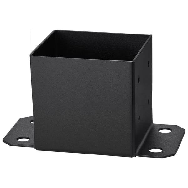 Sokkelbeslag, 142x142 mm, Mat Sort, Kraftigt Stål
