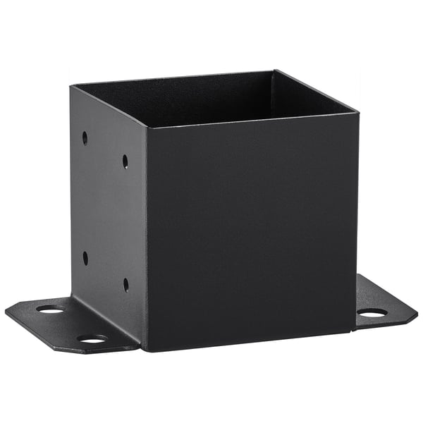 Sokkelbeslag, 142x142 mm, Mat Sort, Kraftigt Stål