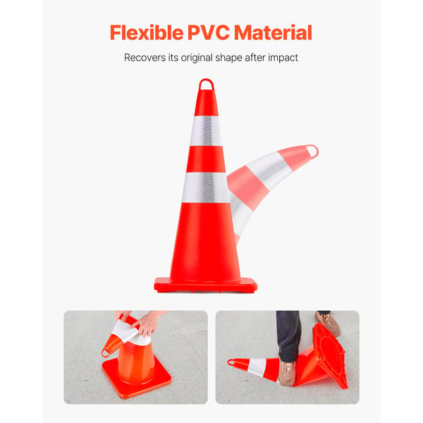 Trafikkegle, 73x33x33 cm, Orange, PVC