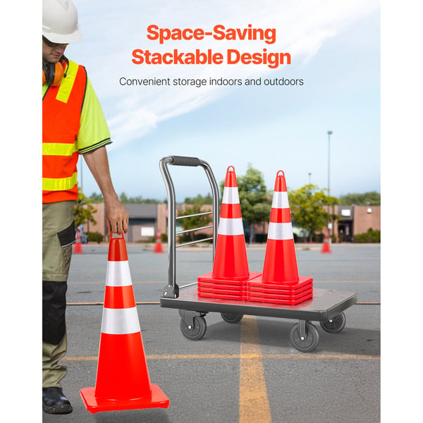 Trafikkegle, 73x33x33 cm, Orange, PVC