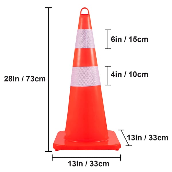 Trafikkegle, 73x33x33 cm, Orange, PVC
