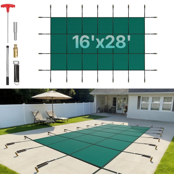 Poolskydd 4.27x7.92 m Grön, Nät, Utomhus