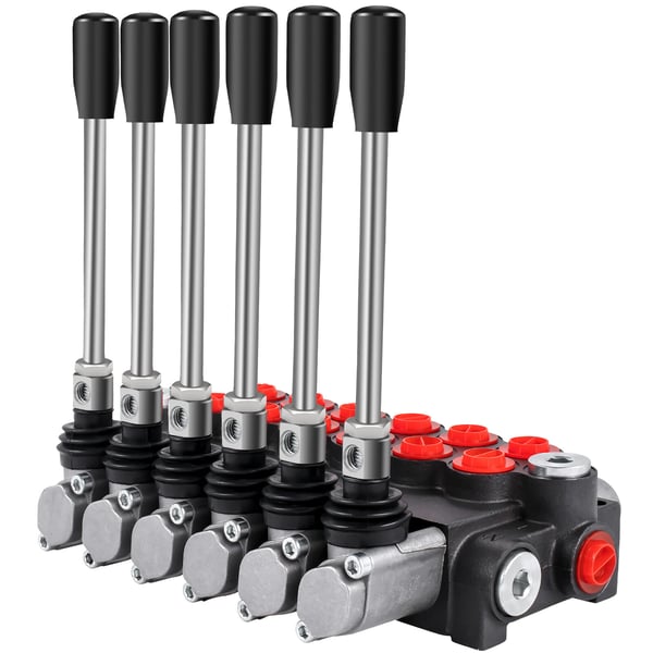 Hydraulisk retningsventil, 6 spoler, 11 GPM, 3600 PSI, metal
