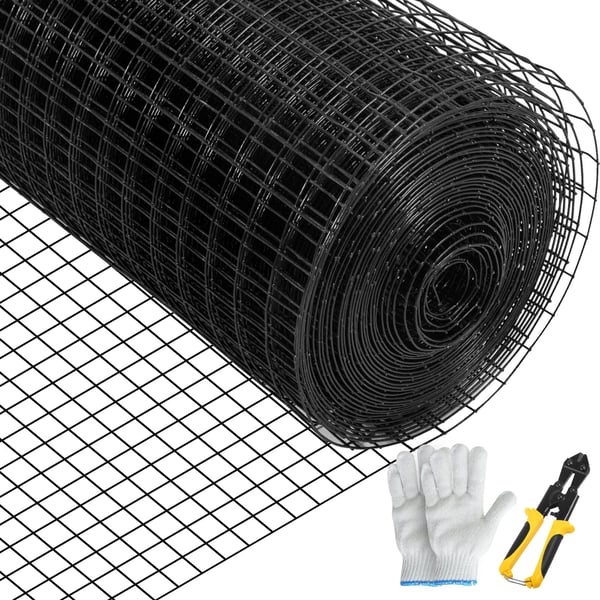 Trådnät, 91x1524 cm, Svart, Galvaniserat stål, Stängsel