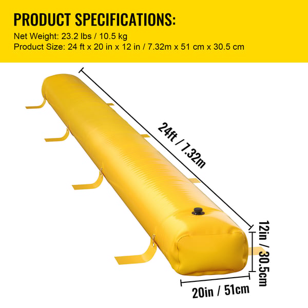 Tulvavalli, 732x50.8x30.5 cm, keltainen, PVC