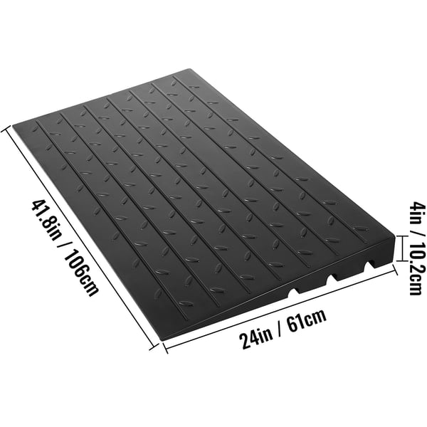 Terskelrampe, 61x106x10,2 cm, Sort, Gummi