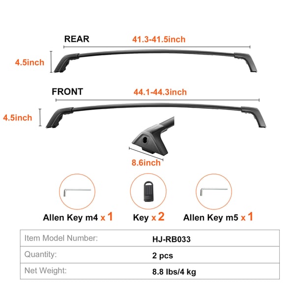 Takräcke tvärstag, kompatibla med Toyota RAV4 2019-2023, 1120x218x115 mm, aluminium