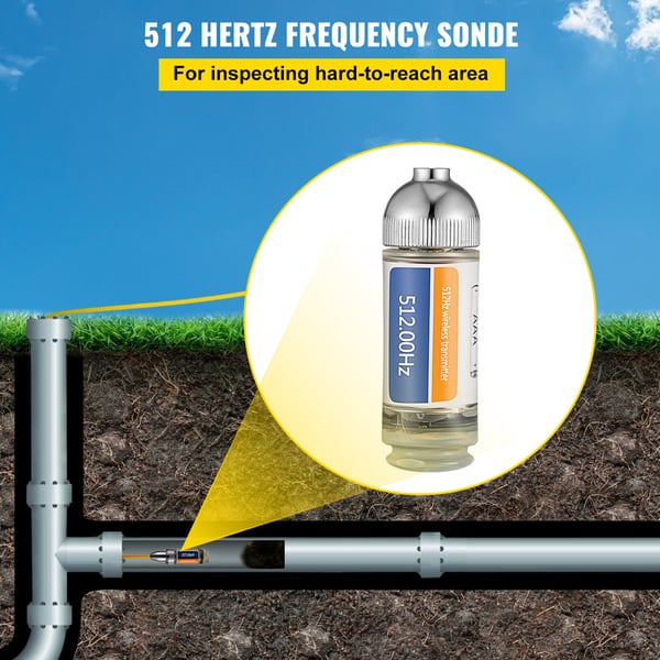 Afløbsfinder, 512Hz sonde, 2,4x7,3 cm, sølv, vandtæt