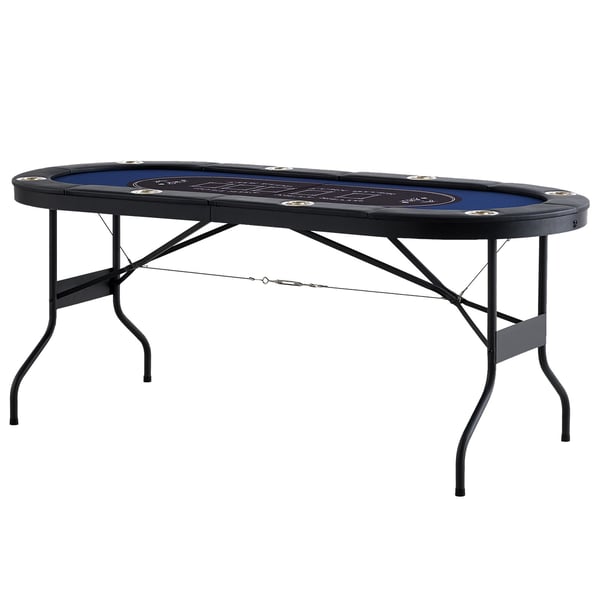 Pokertable, 183x82x72 cm, Fällbar, 8 spelare, Metall, Kortspelbord