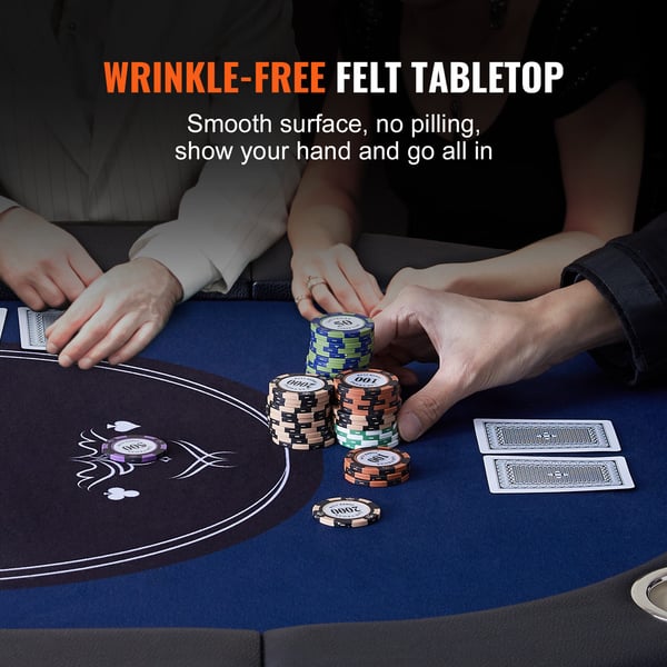 Pokertable, 183x82x72 cm, Fällbar, 8 spelare, Metall, Kortspelbord