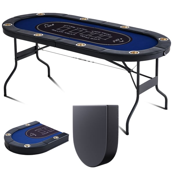 Pokertable, 183x82x72 cm, Fällbar, 8 spelare, Metall, Kortspelbord