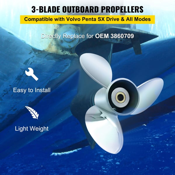 Påhængsmotor propel 36,8x53,3 cm stål 3-bladet bådpropel