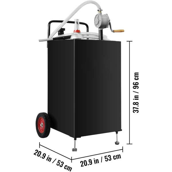 Brændstoftank, 30 liters brændstofvogn, 96x53x53 cm, sort, stål