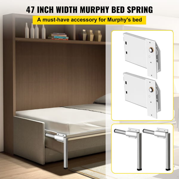 Murphy seng beslagssæt, horisontal fjeder mekanisme, 235x145 mm, hvid, stål