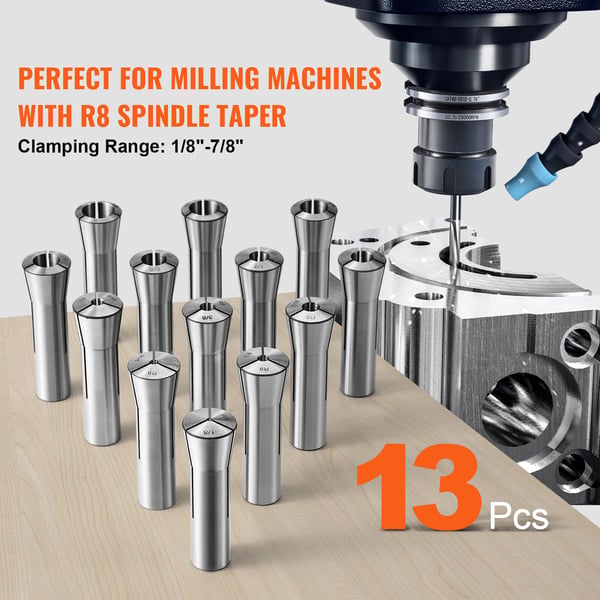 Collet-sarja, Tarkkuus R8 13-osainen, 32x103 mm, Säilytyslaatikko, Teräs
