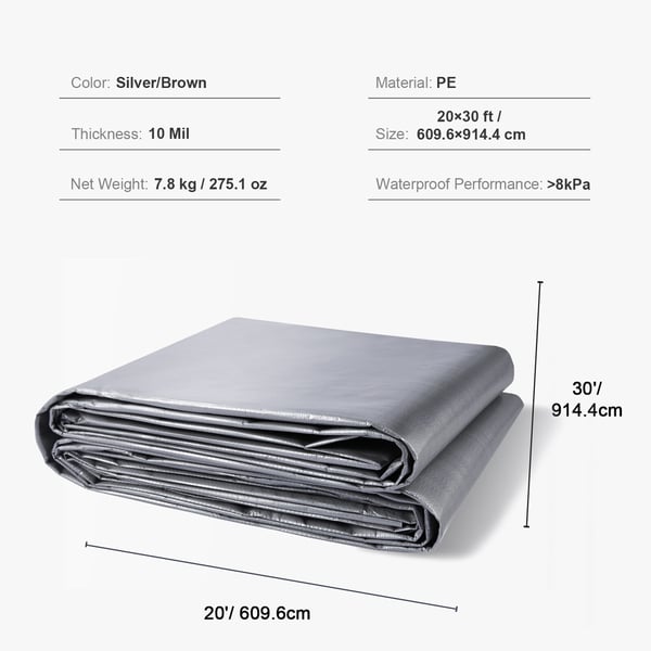 Pressupeite, 609,6x914,4 cm, hopea/ruskea, polyeteeni, vedenpitävä ulkokäyttöön